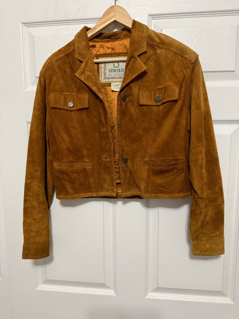 Vintage leather Women's brown Cropped Jacket -size excllent condition